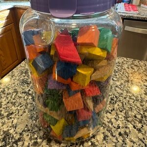 Colorful foam heavy Blocks in Jar